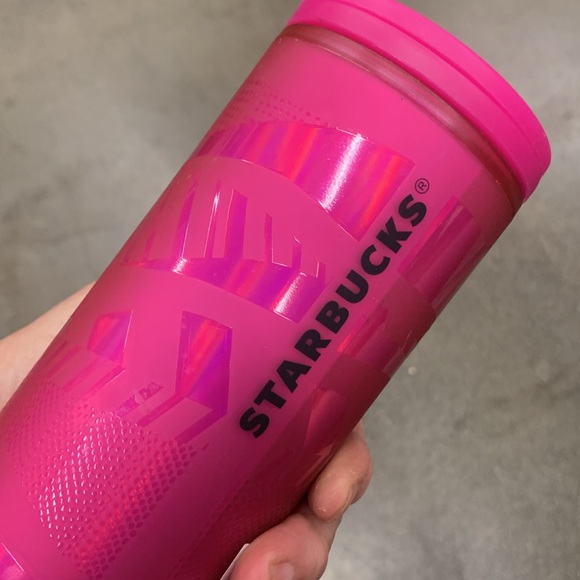 Starbucks Ribbon Swirl Hot Pink Travel Coffee Mug - Picture 2 of 5